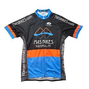 Vintage Voler Cycling Jersey Mens Medium Blue Mas Bikes Kalispell MT Race Raglan